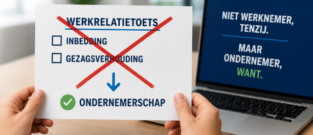 Geen werkrelatietoets zelfstandigenwet, AI gegenereerd