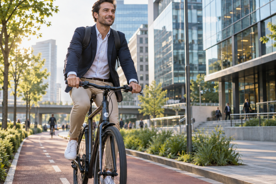 zzp'er op (zakelijke) fiets naar werk
