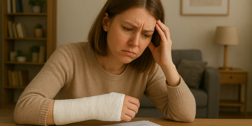 Vrouw arbeidsongeschikt peinzend