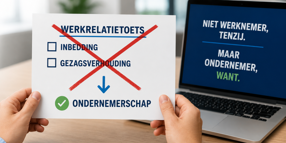 Geen werkrelatietoets zelfstandigenwet, AI gegenereerd
