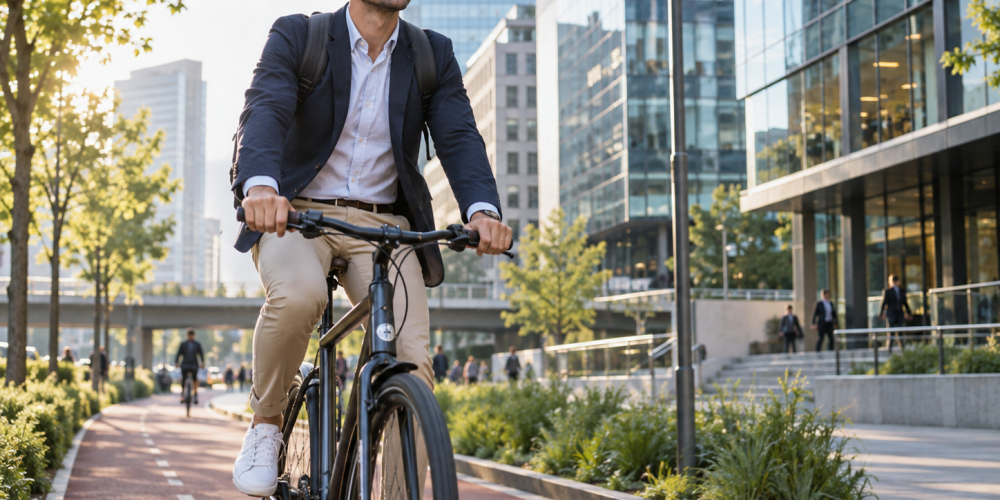 zzp'er op (zakelijke) fiets naar werk